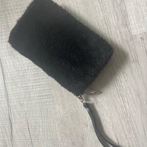 Black Faux Fur Wristlet